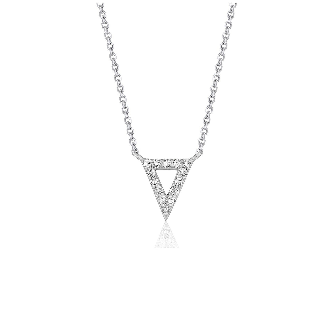 Diamanten omgekeerde driehoek hanger in 14k witgoud