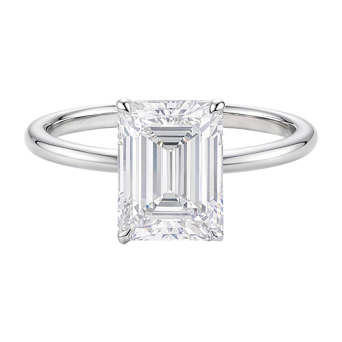 3 Carat Emerald Lab Grown IGI G/VS1 Diamond Solitaire Ring in 14K White Gold