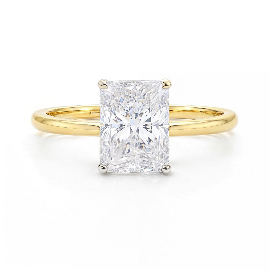 3 Carat Radiant Lab Grown IGI G/VS1 Diamond Solitaire Ring in 14K Yellow Gold