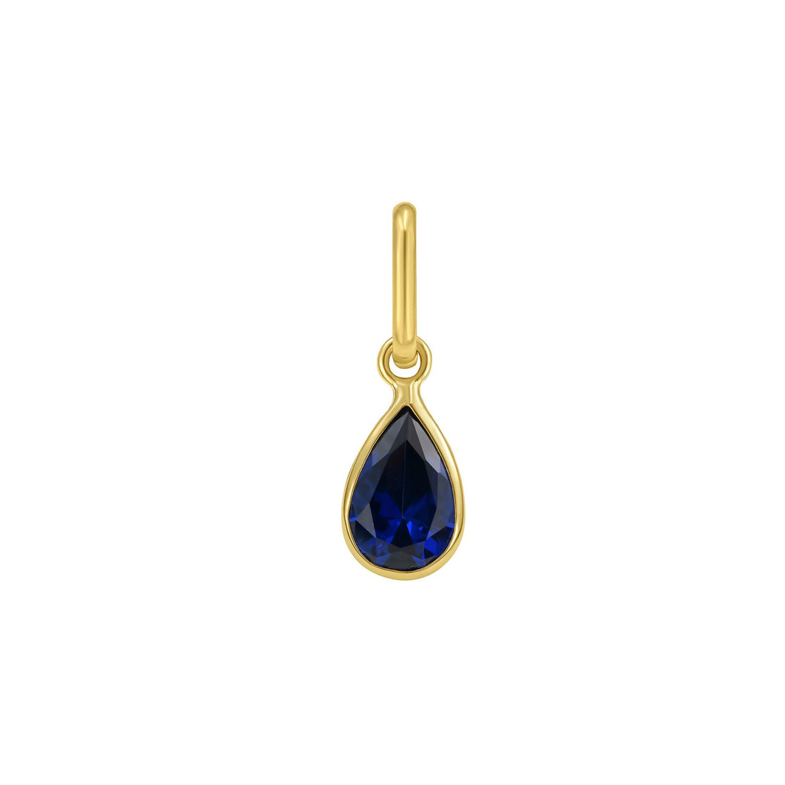 Pendentif en or jaune 14 carats avec saphir bleu poire
