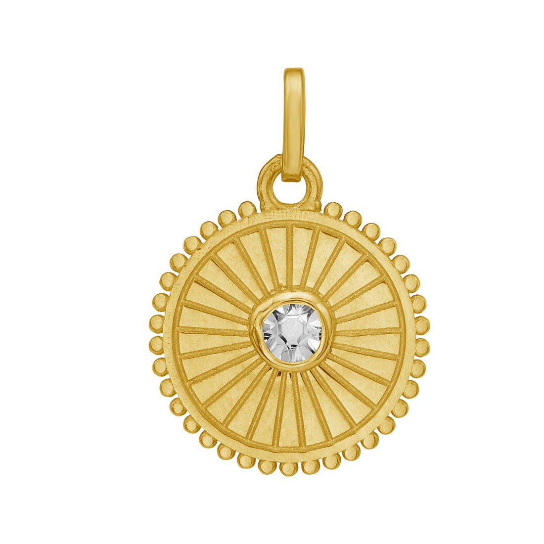 14K Yellow Gold Solitaire Disc Charm Pendant