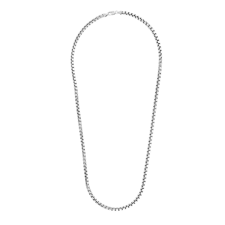 Sterling zilveren rhodium-geplateerde ronde doosketting (4,40 mm)
