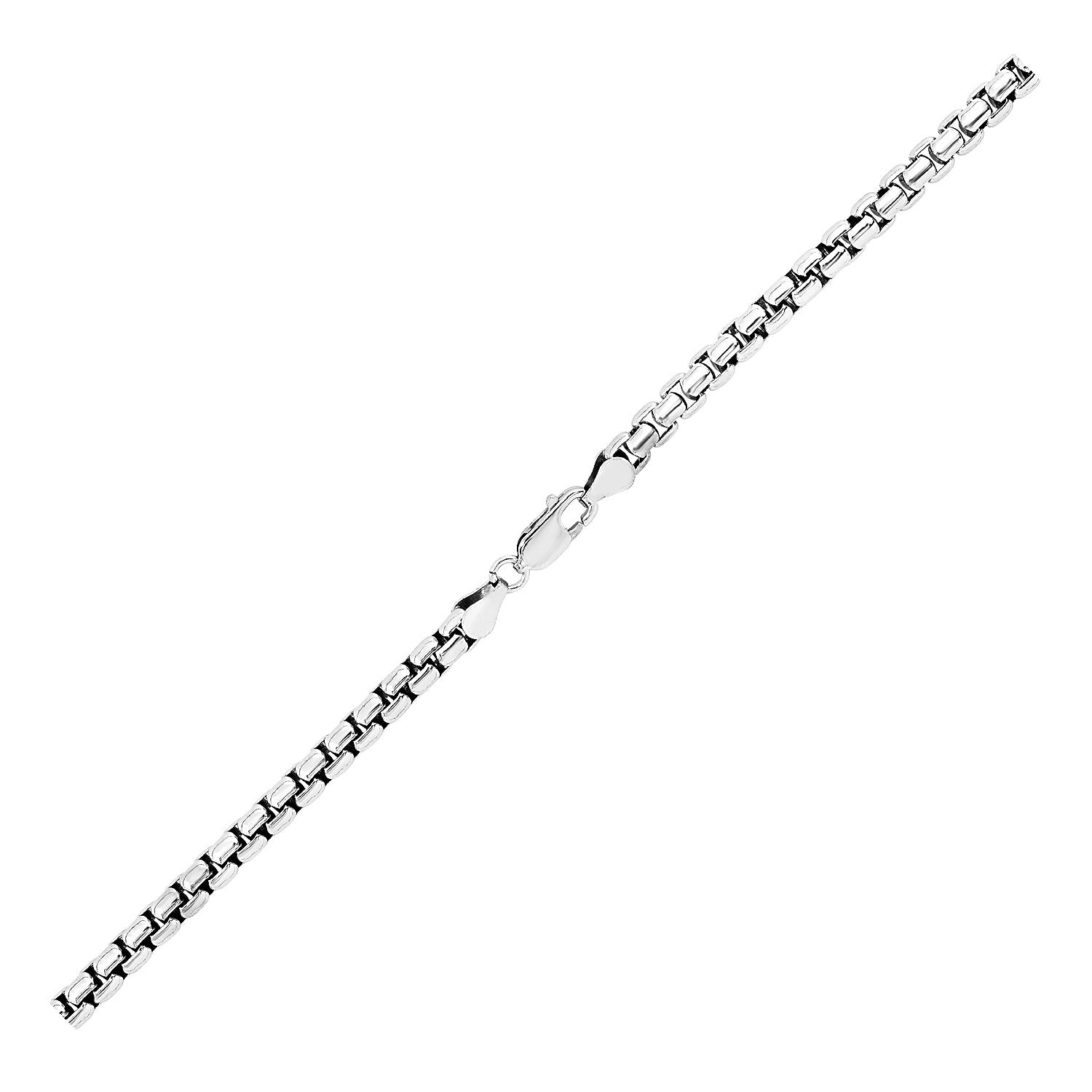 Sterling zilveren rhodium-geplateerde ronde doosketting (4,40 mm)