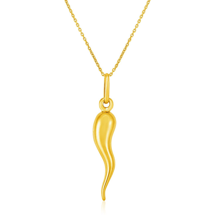 14k geelgouden hanger met gepolijste abstracte werveling
