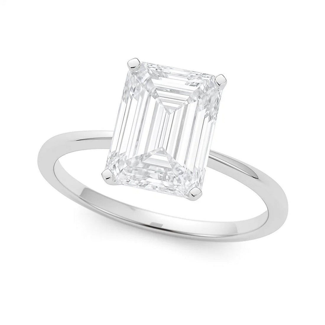 5 Carat Radiant Lab Grown IGI G/VS1 Diamond Solitaire Ring in 10K White Gold