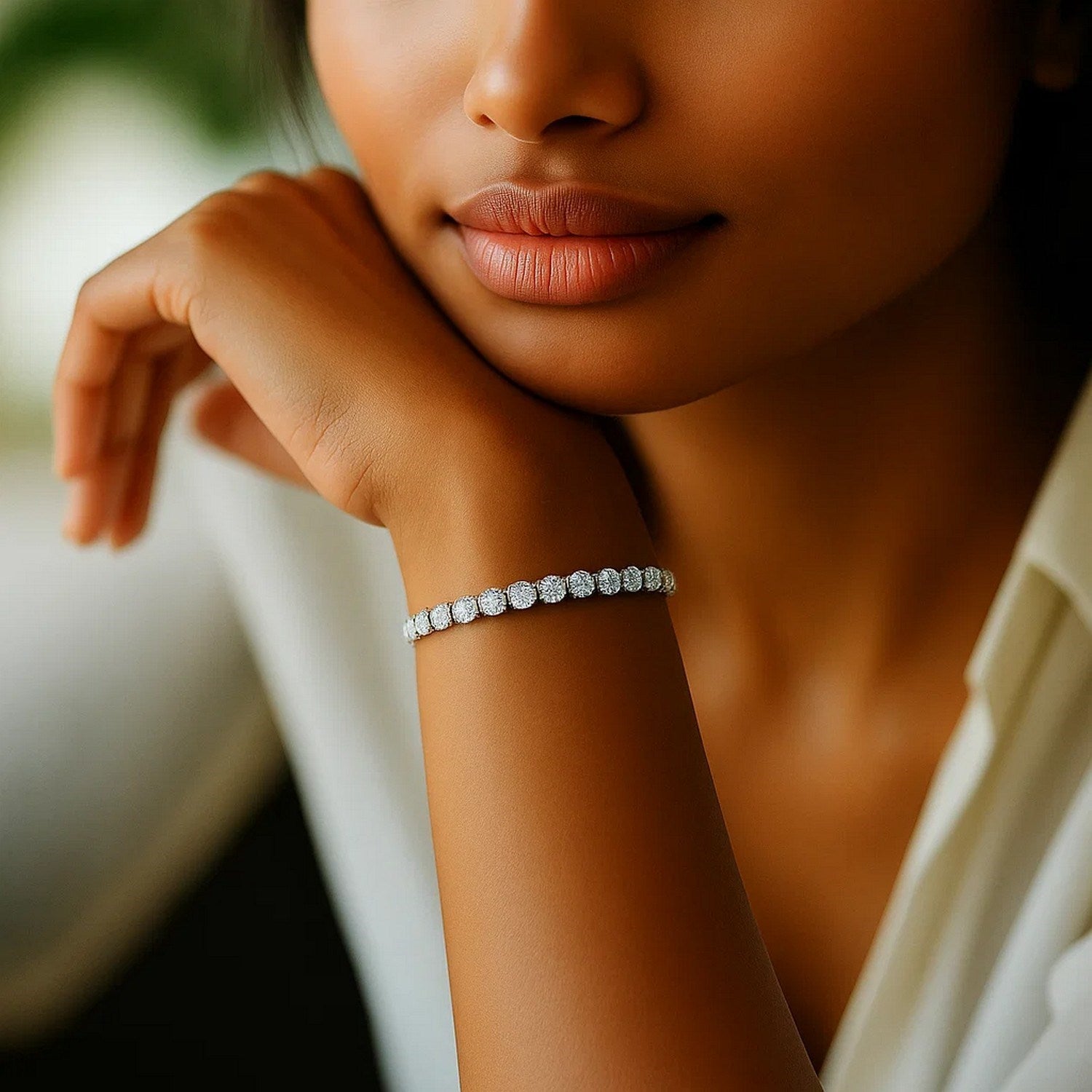 Lab Grown Round Diamond Tennis Bracelet in 14k White Gold (6 cctw F/G  VS2/SI1)