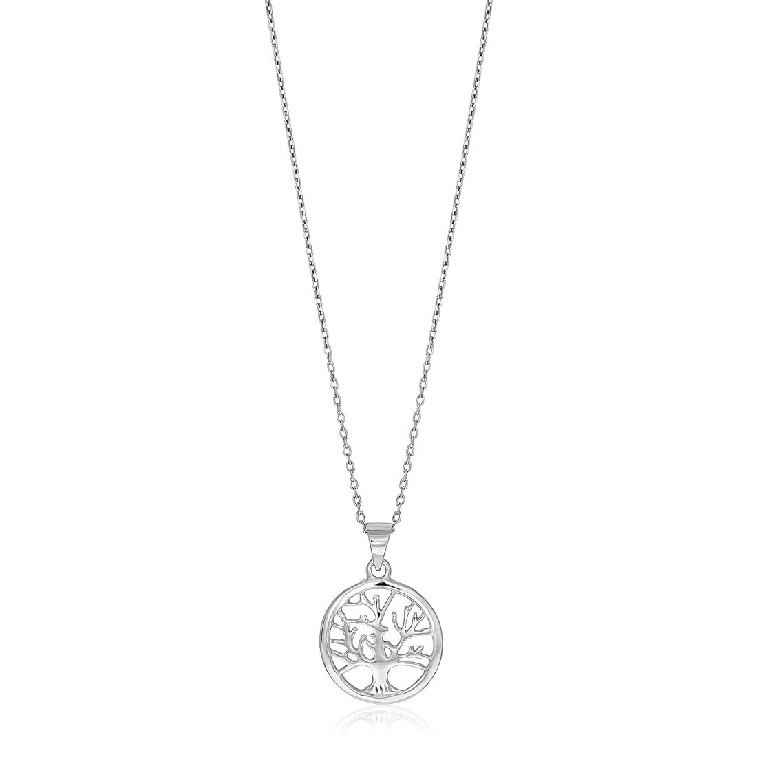 Sterling Silver inch Round Tree of Life Necklace