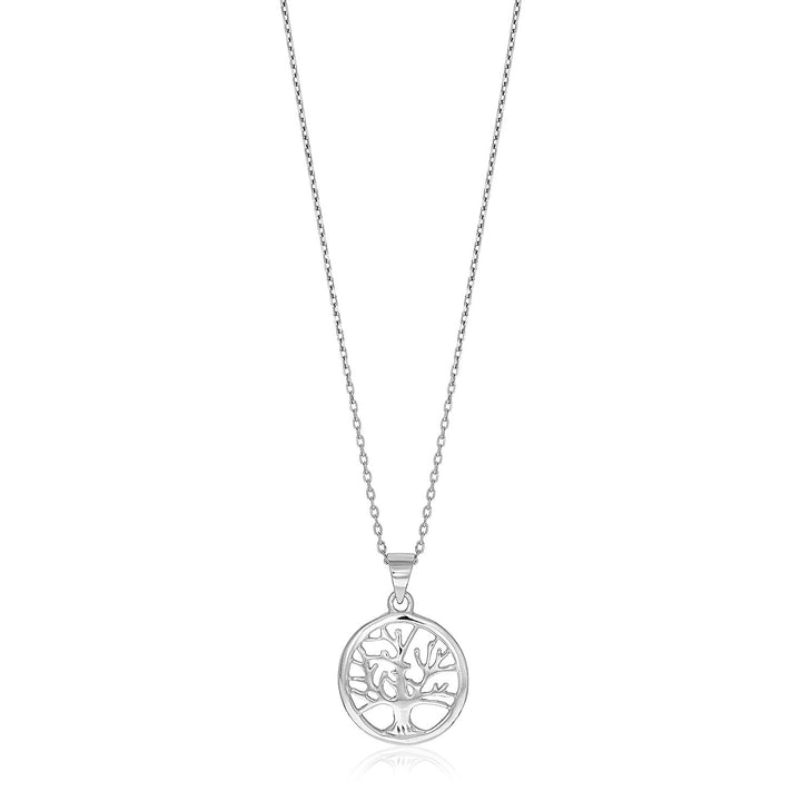 Sterling Silver inch Round Tree of Life Necklace