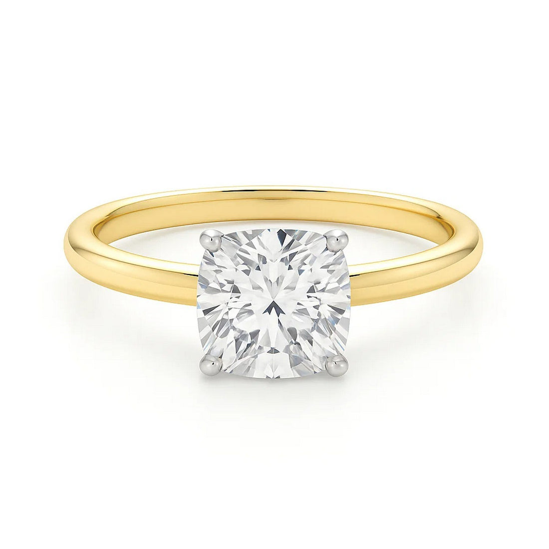 3 Carat Cushion Lab Grown IGI G/VS1 Diamond Solitaire Ring in 10K Yellow Gold