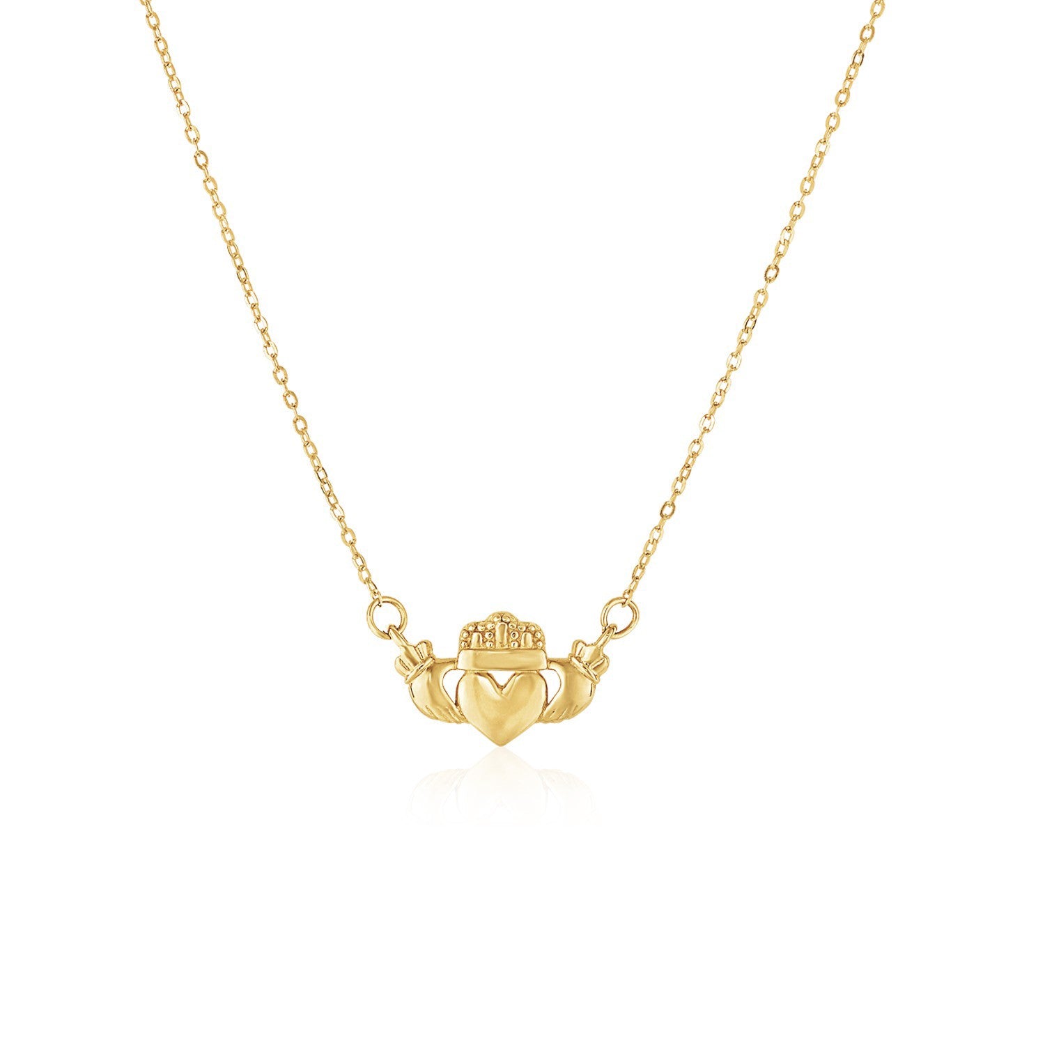 Pendentif en or jaune 14 carats avec symbole de Claddagh
