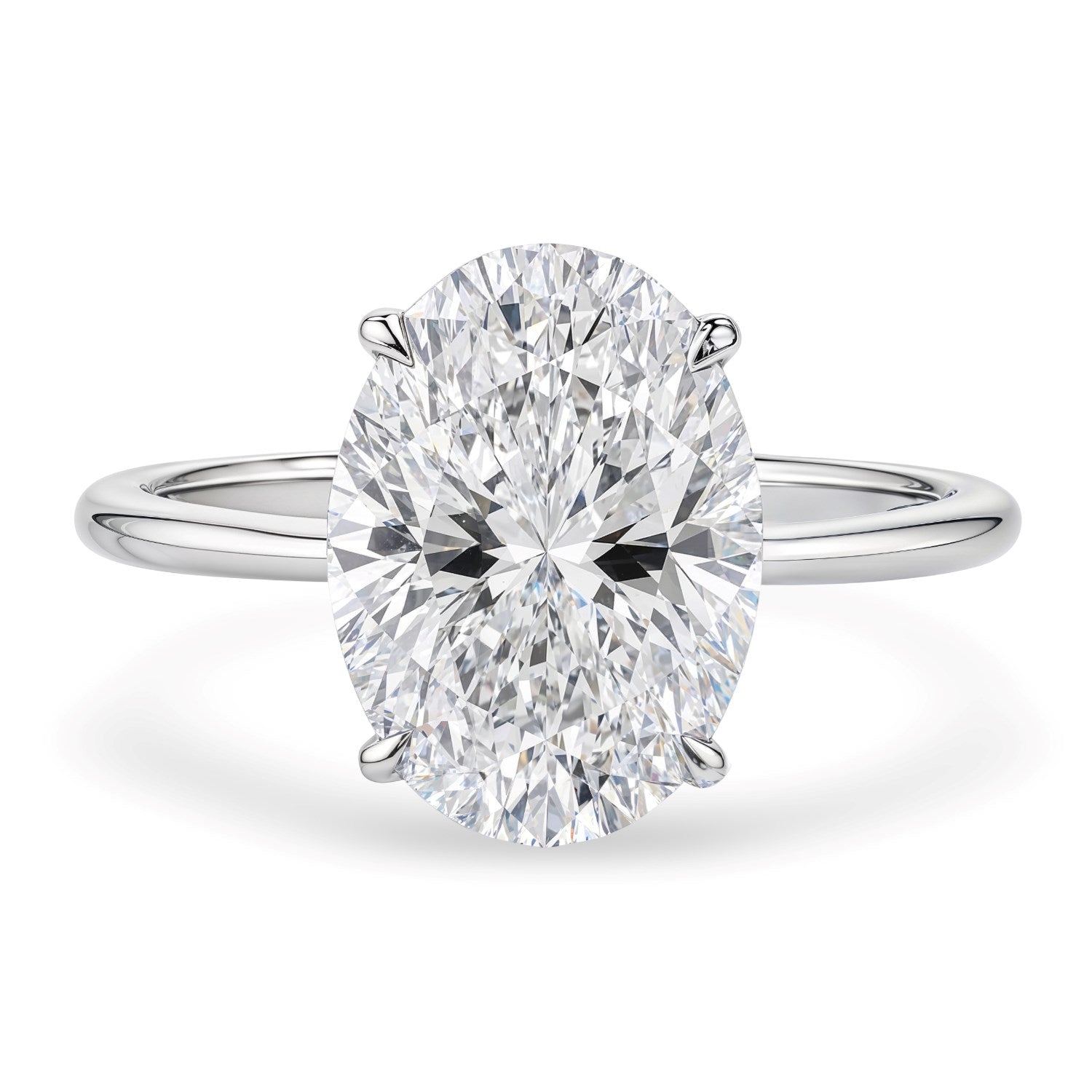 5 Carat Oval Lab Grown IGI G/VS1 Diamond Solitaire Ring in 14K White Gold