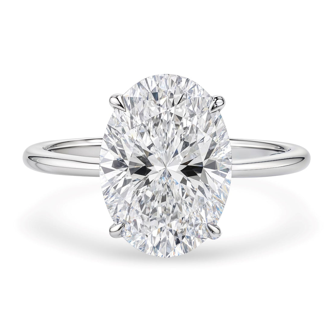 5 Carat Oval Lab Grown IGI G/VS1 Diamond Solitaire Ring in 14K White Gold