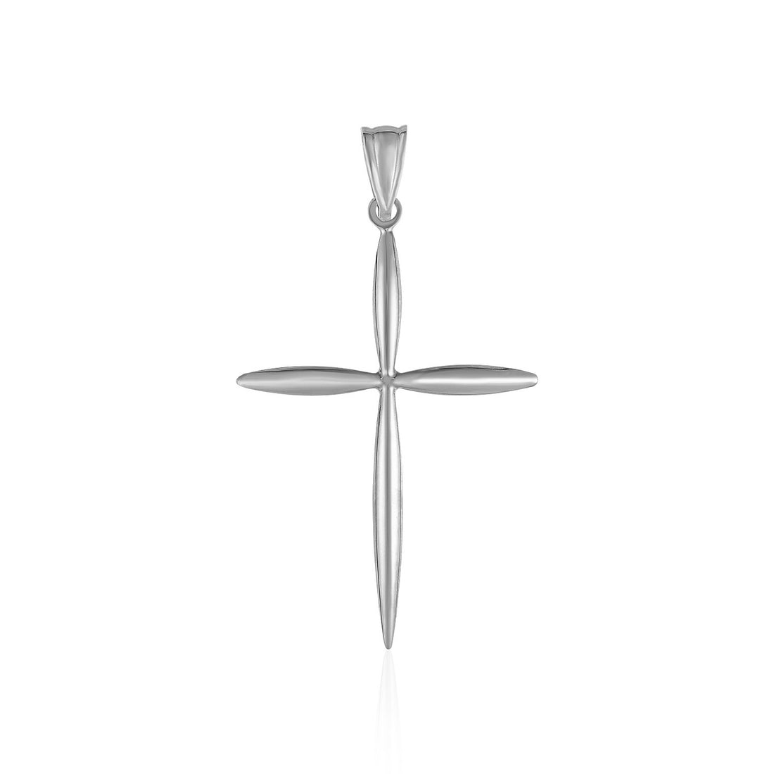 Pendentif croix arrondie et pointue en or blanc 14 carats