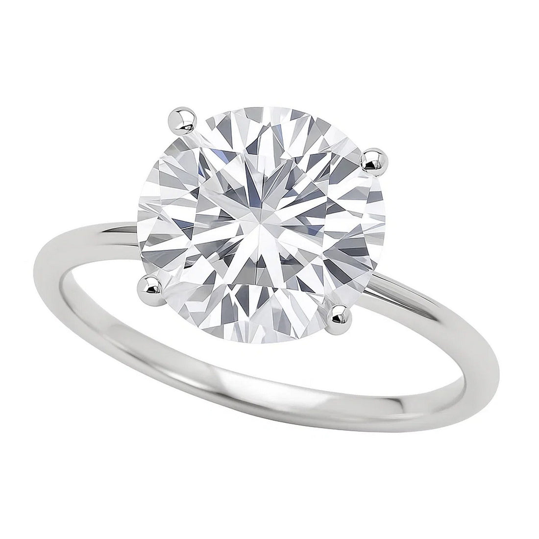 5 Carat Round Lab Grown IGI G/VS1 Diamond Solitaire Ring in 10K White Gold