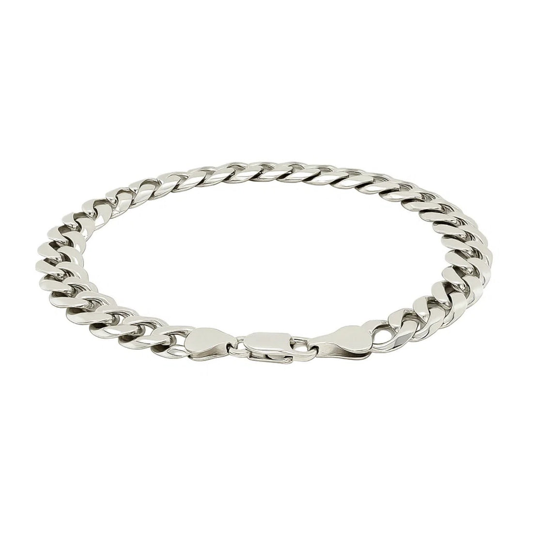 Rhodium Plated Sterling Silver Curb Style Bracelet (7.90 mm)