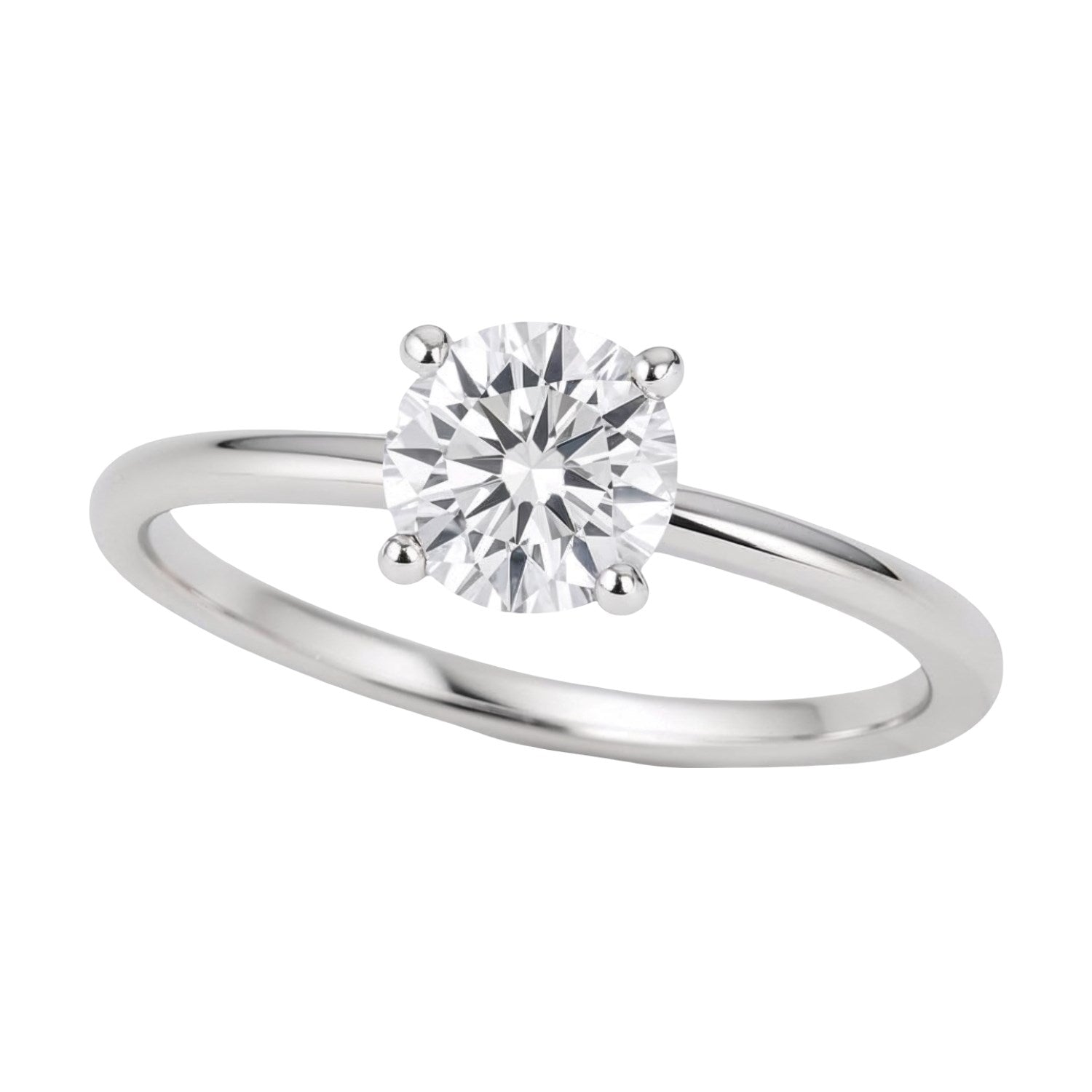 3/4 Carat Round Lab Grown IGI G/VS1 Diamond Solitaire Ring in Sterling Silver