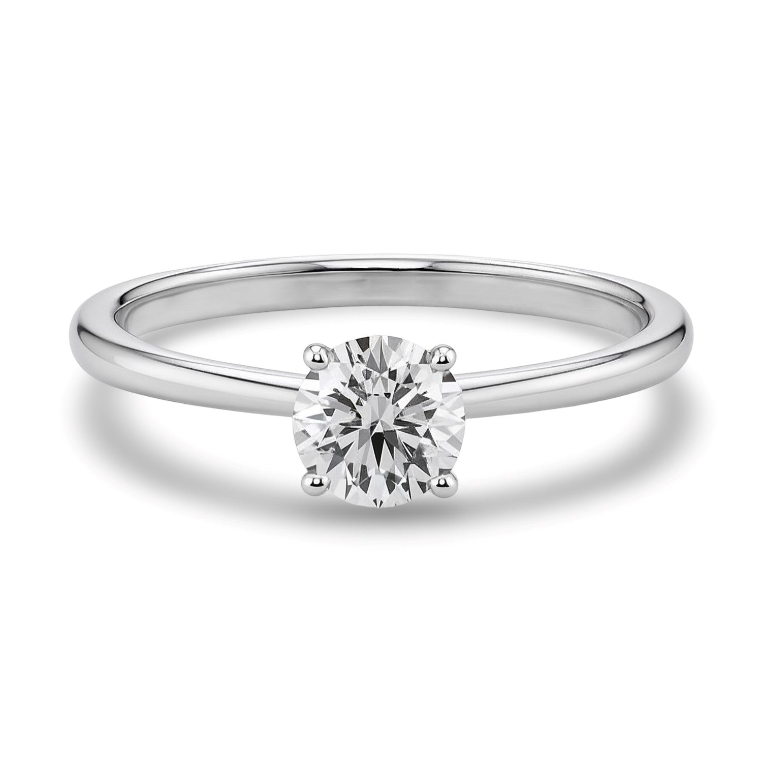 3/4 Carat Round Lab Grown IGI G/VS1 Diamond Solitaire Ring in Sterling Silver