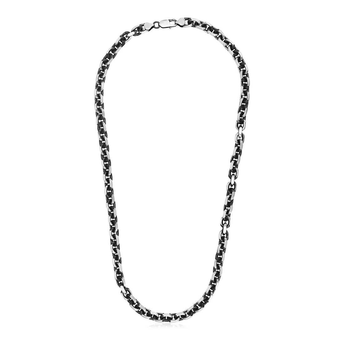 Collier à maillons ovales en argent sterling finition canon de fusil