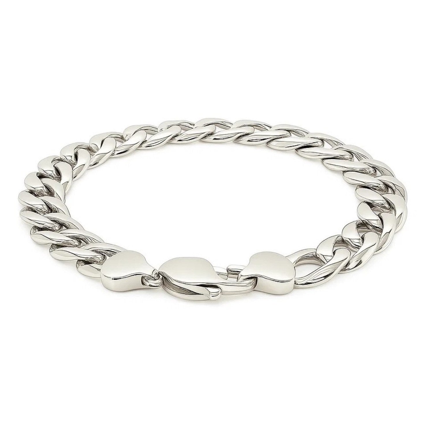 Rhodium Plated Sterling Silver Curb Style Bracelet (11.60 mm)