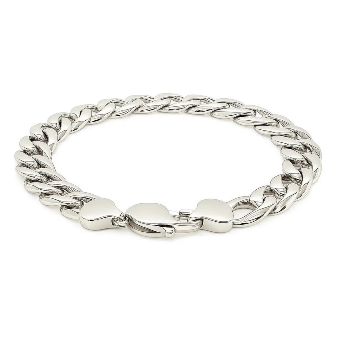 Rhodium Plated Sterling Silver Curb Style Bracelet (11.60 mm)