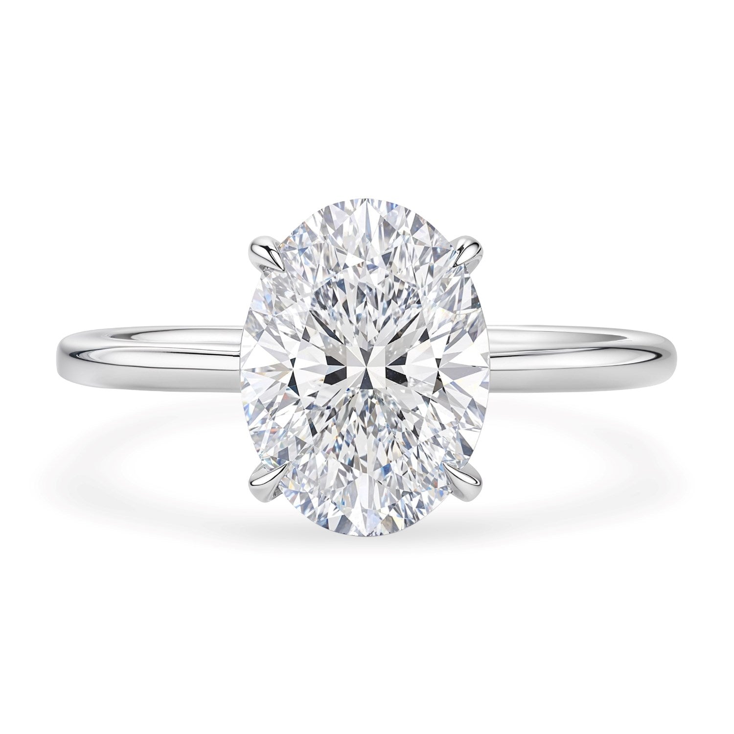 2 Carat Oval Lab Grown IGI G/VS1 Diamond Solitaire Ring in 14K White Gold