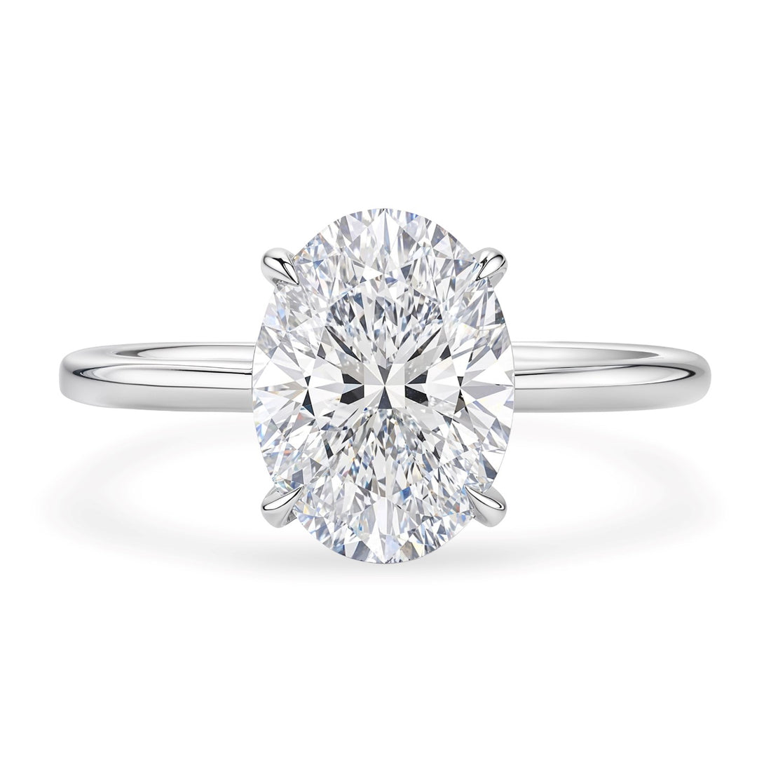 2 Carat Oval Lab Grown IGI G/VS1 Diamond Solitaire Ring in 14K White Gold