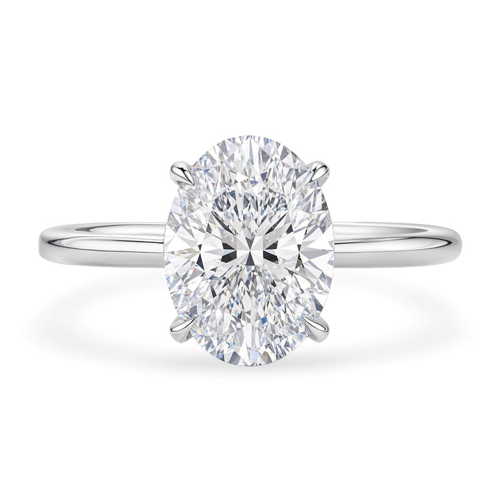 2 Carat Oval Lab Grown IGI G/VS1 Diamond Solitaire Ring in 14K White Gold
