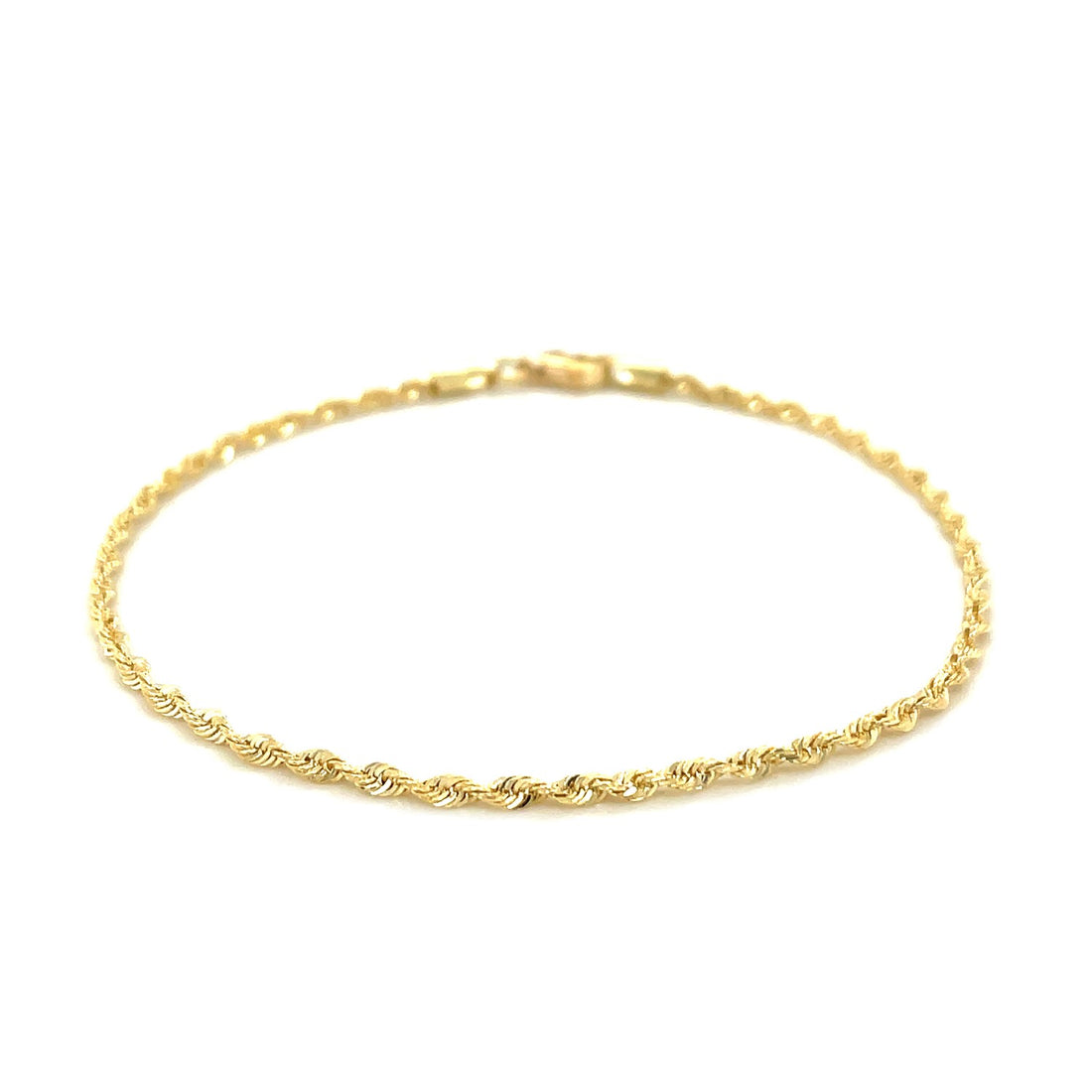 Bracelet de cheville en or jaune 10 carats, 2 mm, à motif diamant.