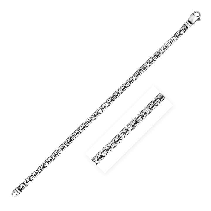 Bracelet chaîne byzantine en argent sterling finition canon de fusil (5,00 mm)