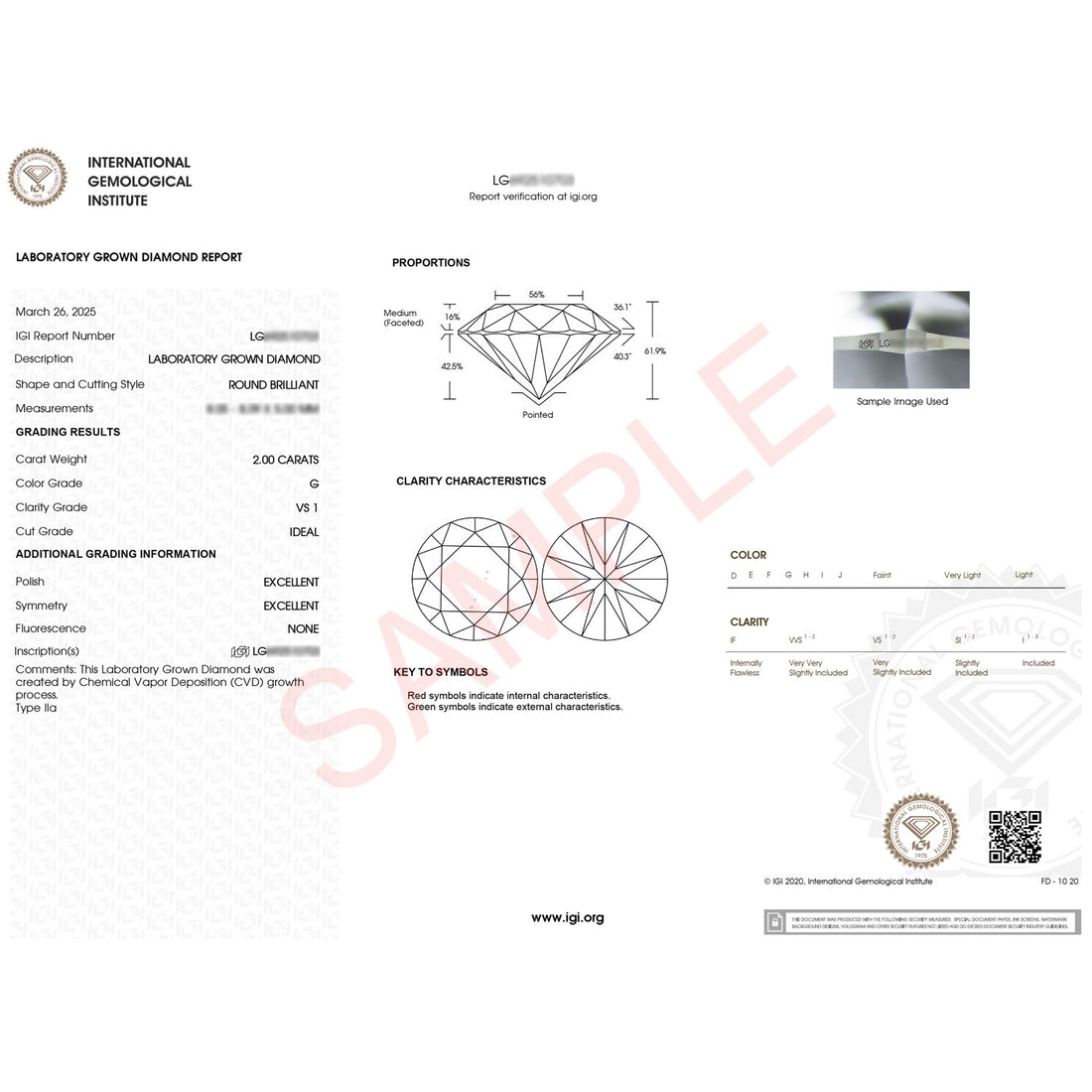 2 Carat Round Lab Grown IGI G/VS1 Diamond Solitaire Ring in 10K White Gold