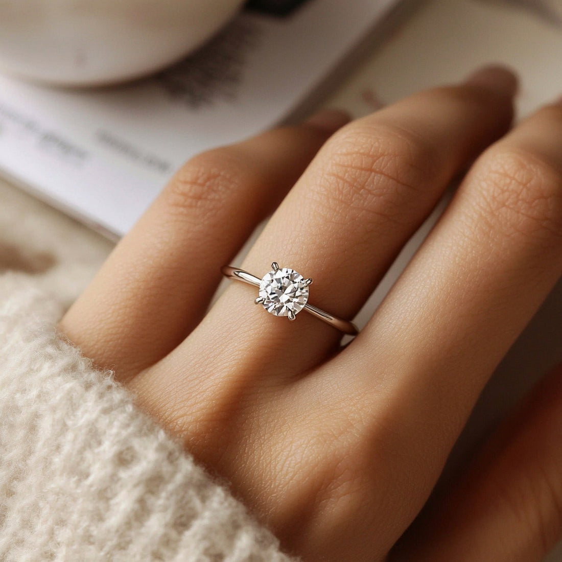 2 Carat Round Lab Grown IGI G/VS1 Diamond Solitaire Ring in 10K White Gold