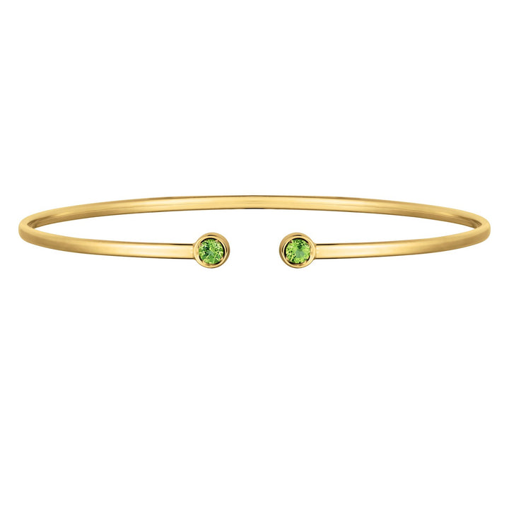 14K geelgouden peridot open manchet armband (2,00 mm)