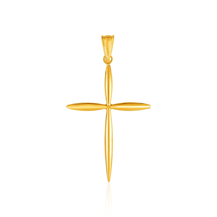 Pendentif croix arrondie et pointue en or jaune 14 carats