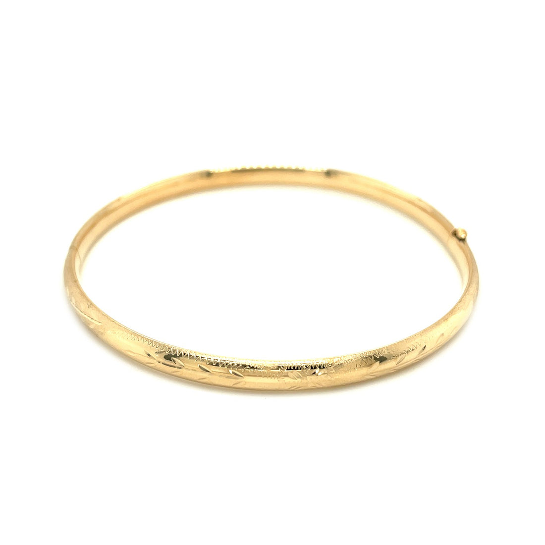 Bracelet jonc en or jaune 14 carats, motif florentin bombé (5,00 mm)