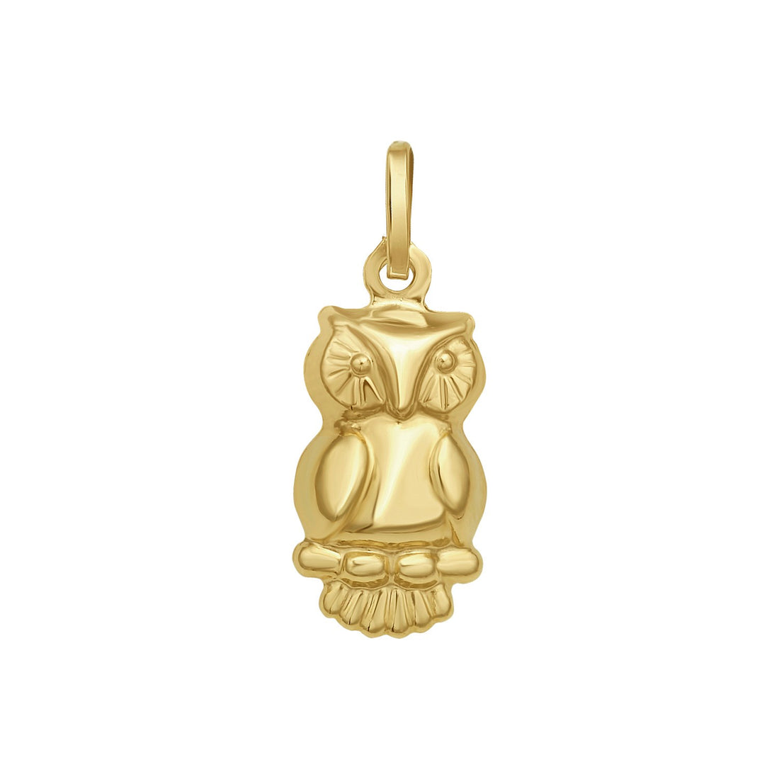 Pendentif hibou en or jaune 14 carats poli