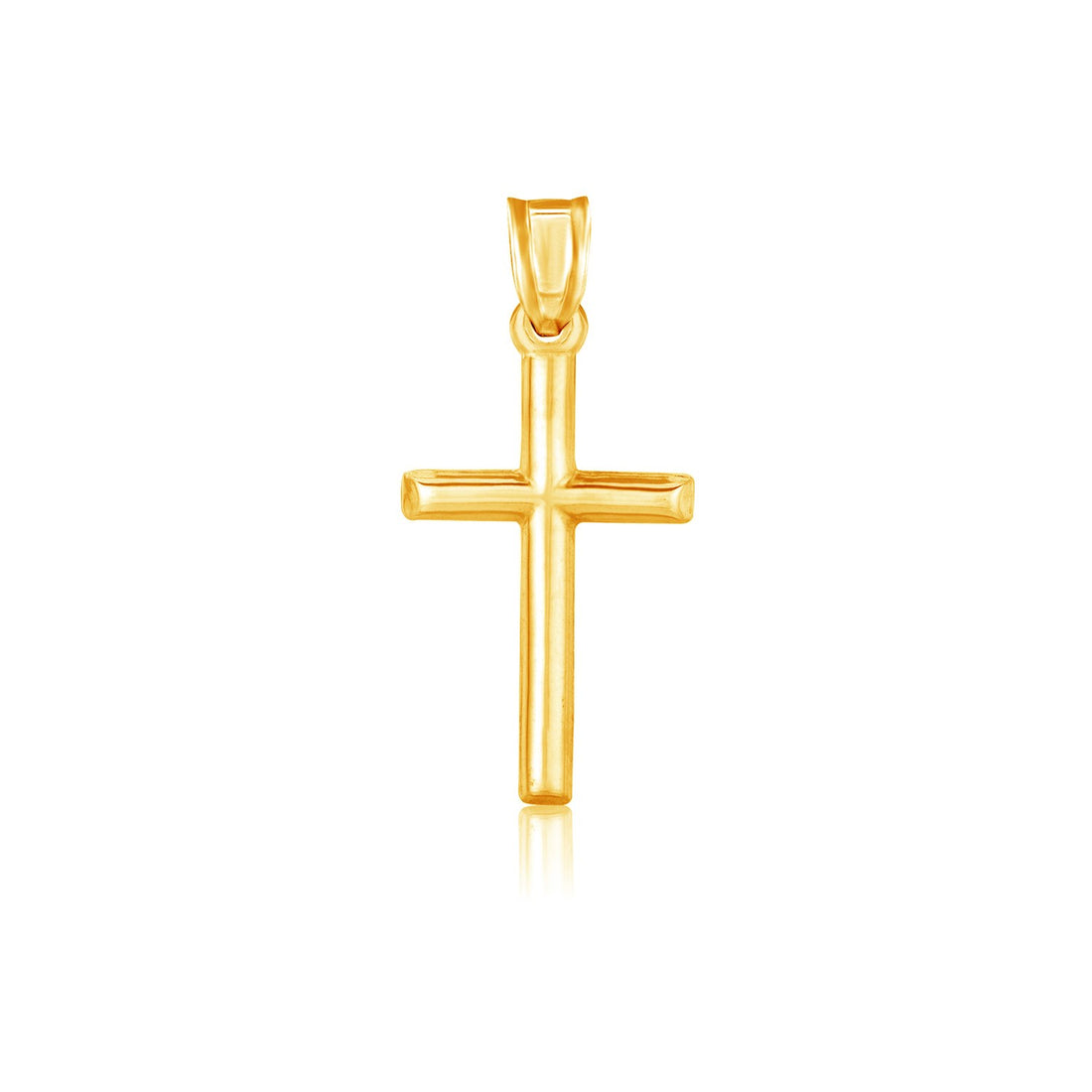 Pendentif croix en or jaune 14 carats poli miroir