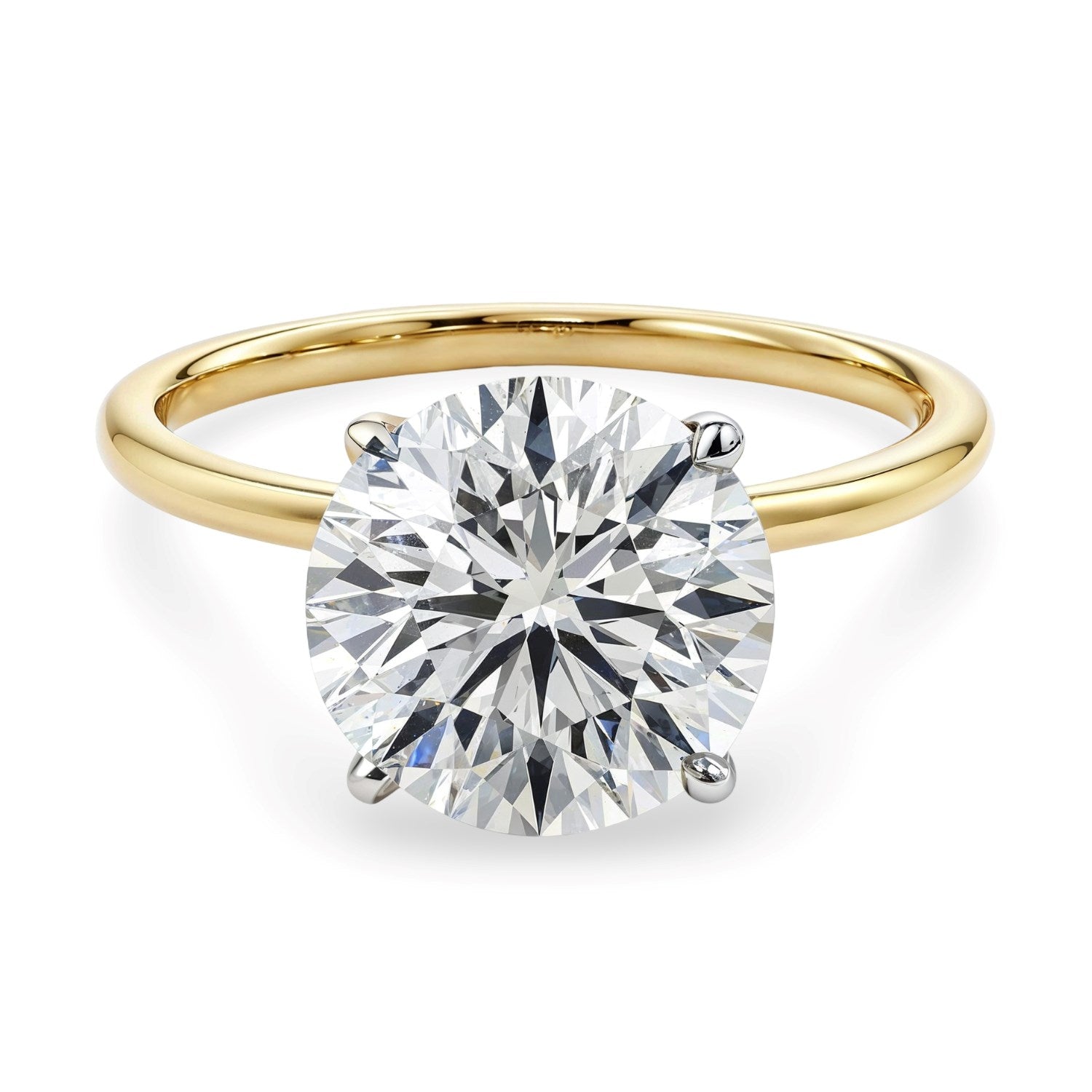 5 Carat Round Lab Grown IGI G/VS1 Diamond Solitaire Ring in 14K Yellow Gold