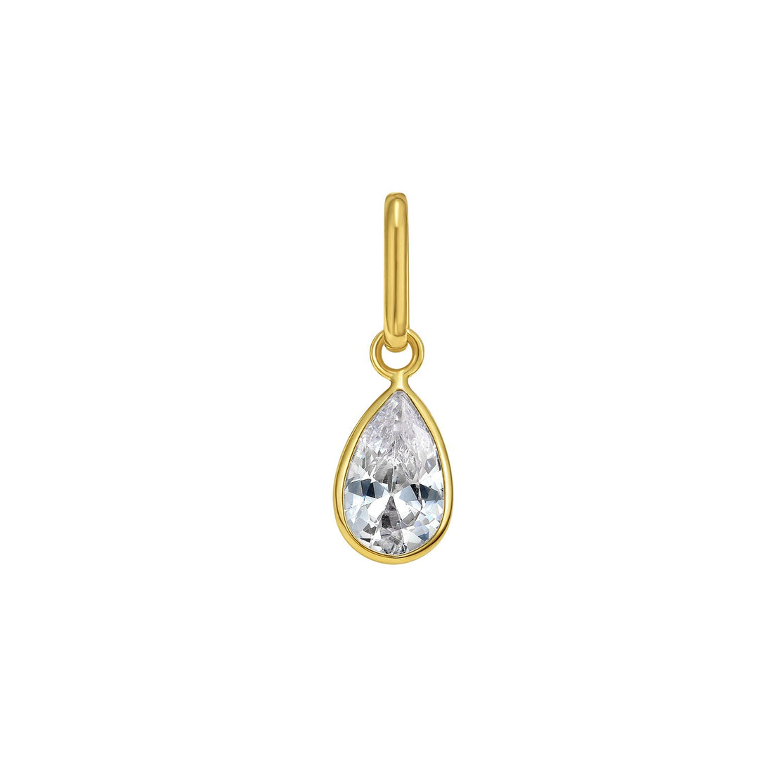 Pendentif en or jaune 14 carats avec breloque poire en zircon cubique transparent