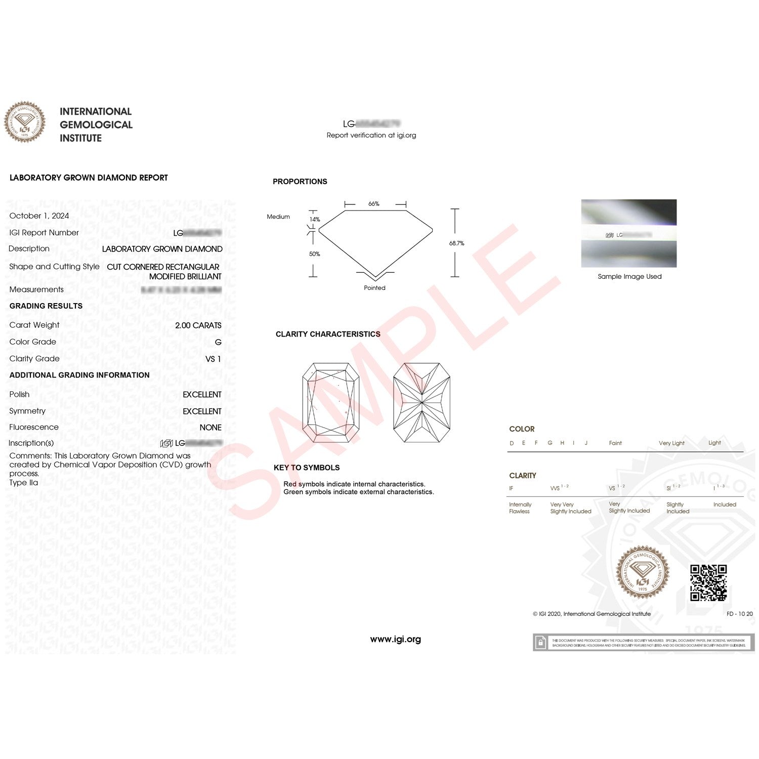 2 Carat Radiant Lab Grown IGI G/VS1 Diamond Solitaire Ring in 14K White Gold