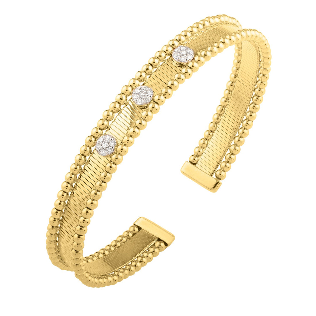 Two Toned Pallina Cuff Bangle in 14K Gold (9.00 mm)
