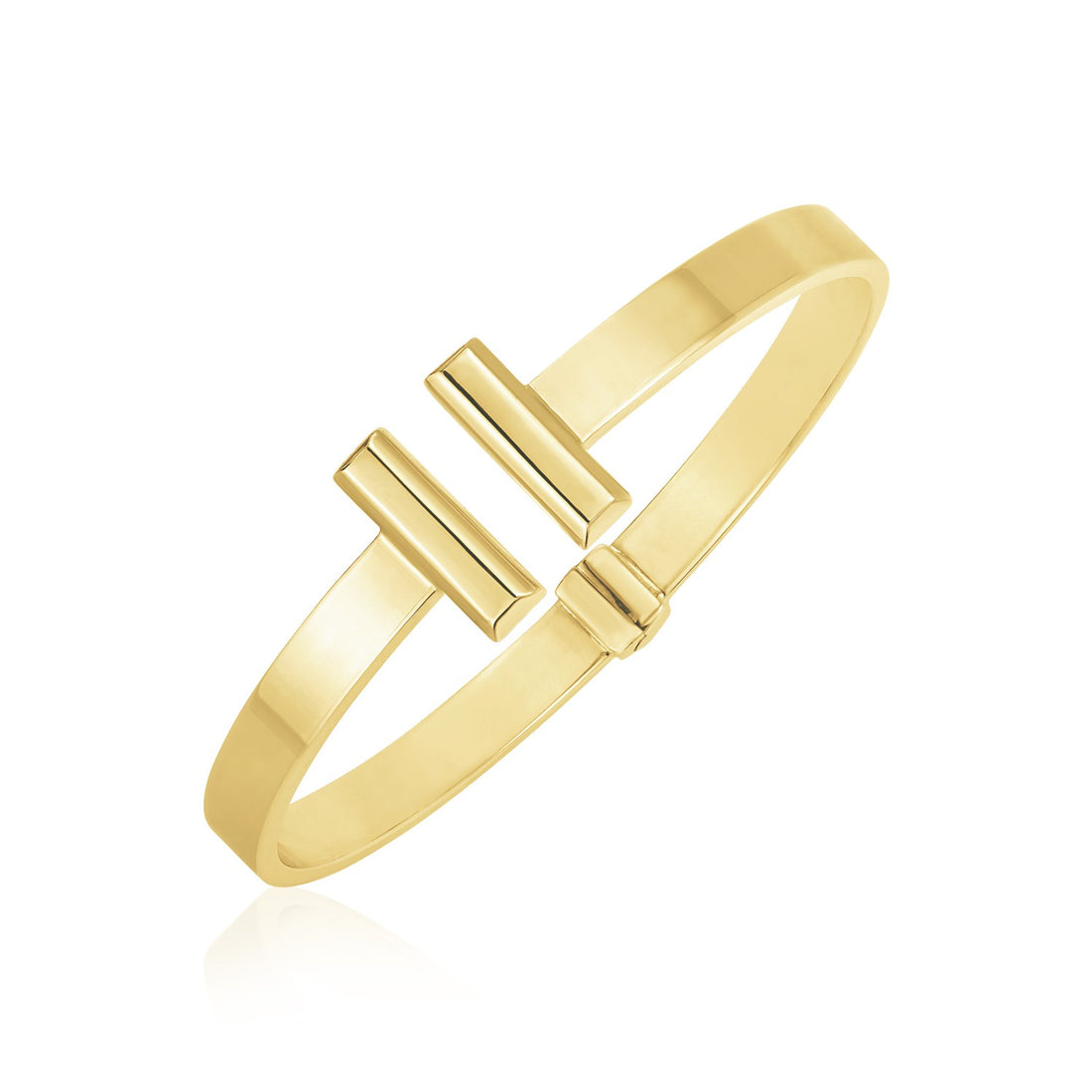 Bracelet jonc à barrette polie en or jaune 14 carats (6,00 mm)