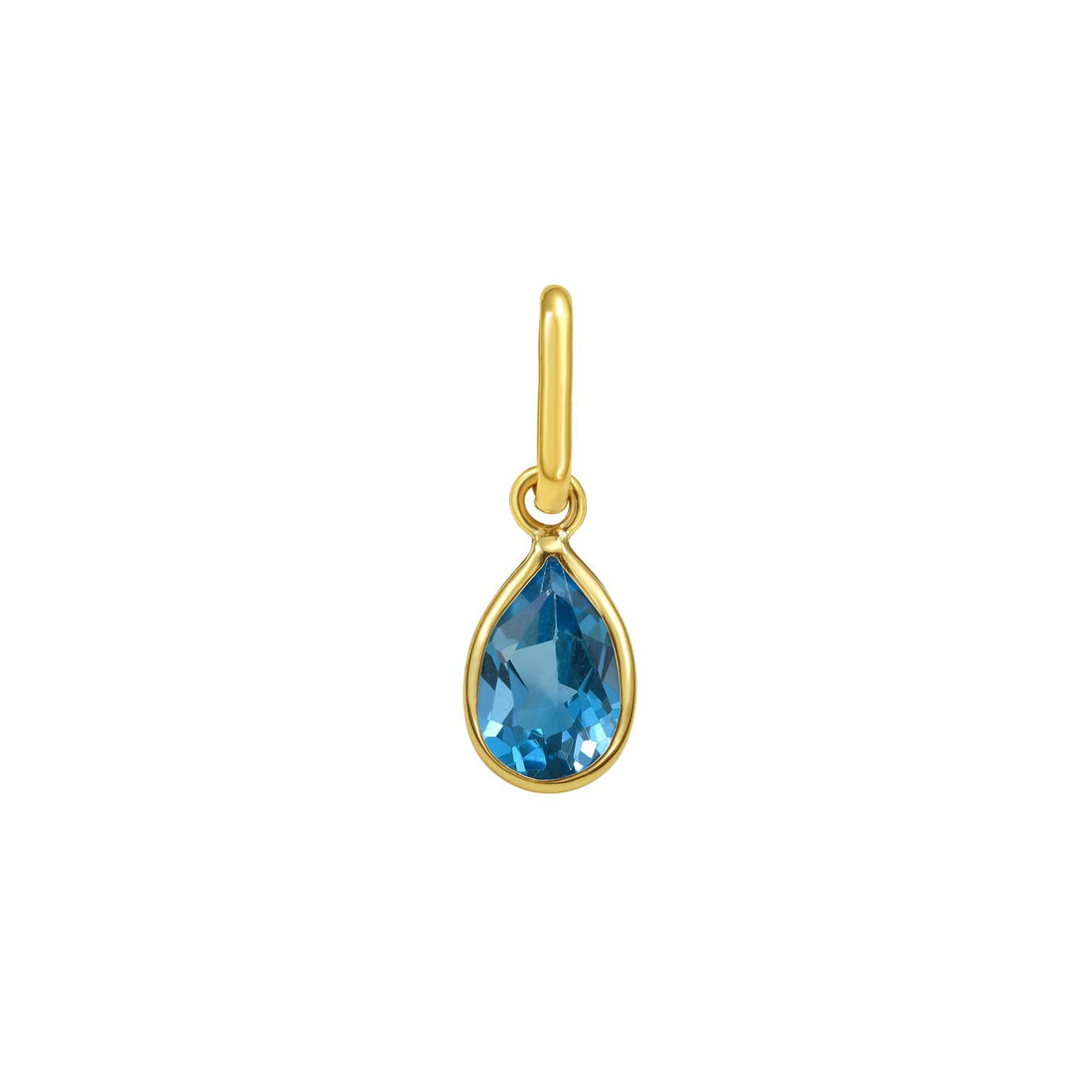 Pendentif en or jaune 14 carats avec topaze bleue en forme de poire