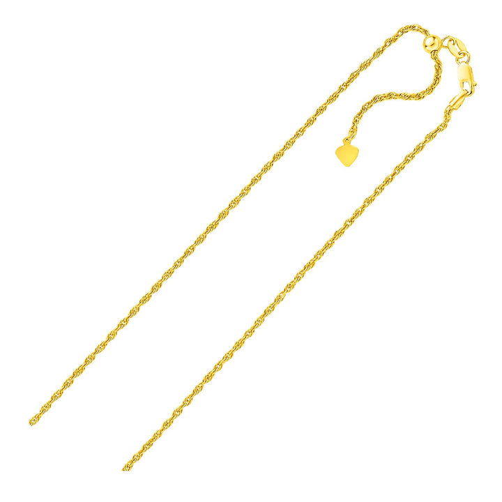 Chaîne corde ajustable en argent sterling finition jaune de 1,5 mm (1,50 mm)
