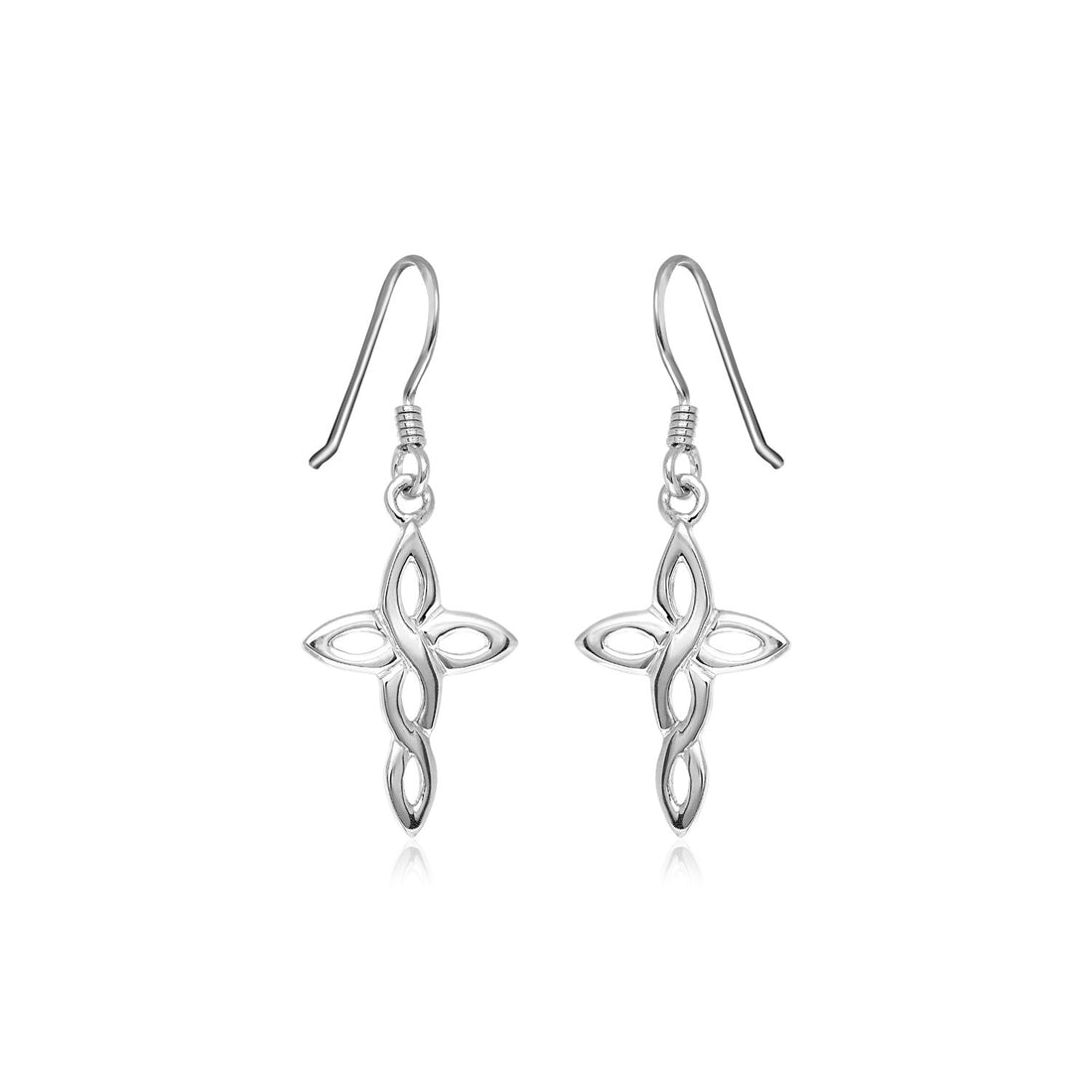 Sterling Silver Polished Knot Style Cross Earrings
