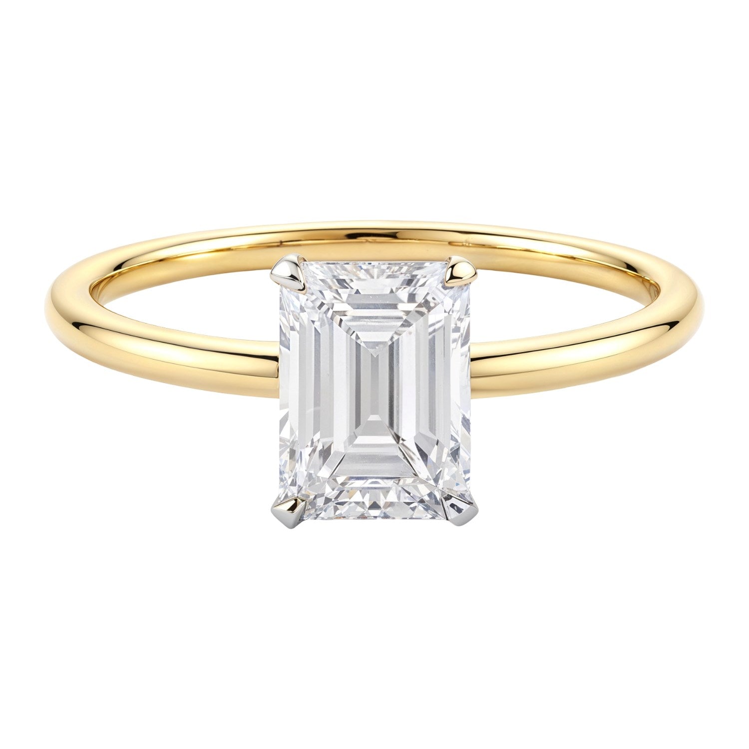 1.50Ct Emerald Lab Grown IGI G/VS1 Diamond Ring in 10K Yellow Gold