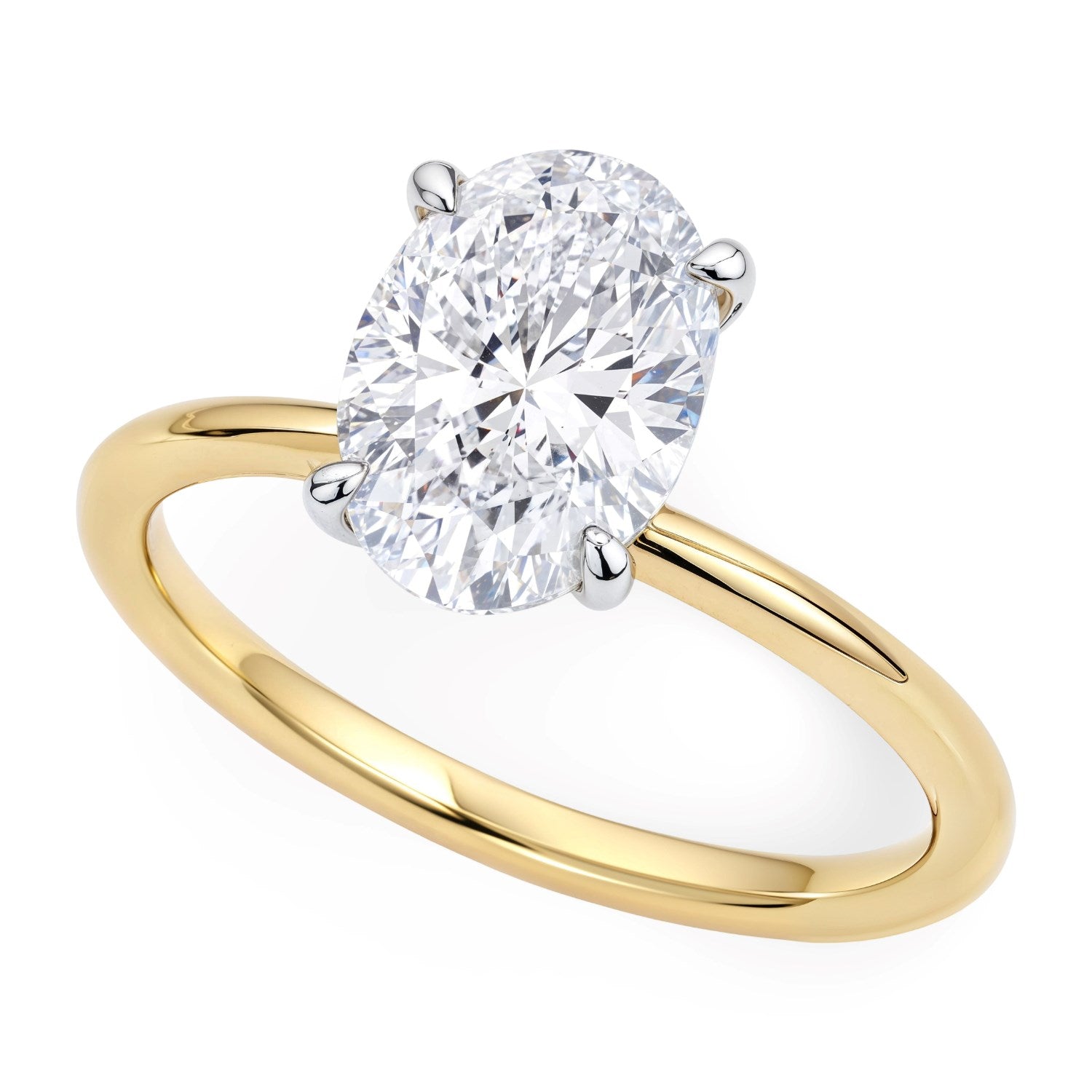 2 Carat Oval Lab Grown IGI G/VS1 Diamond Solitaire Ring in 10K Yellow Gold