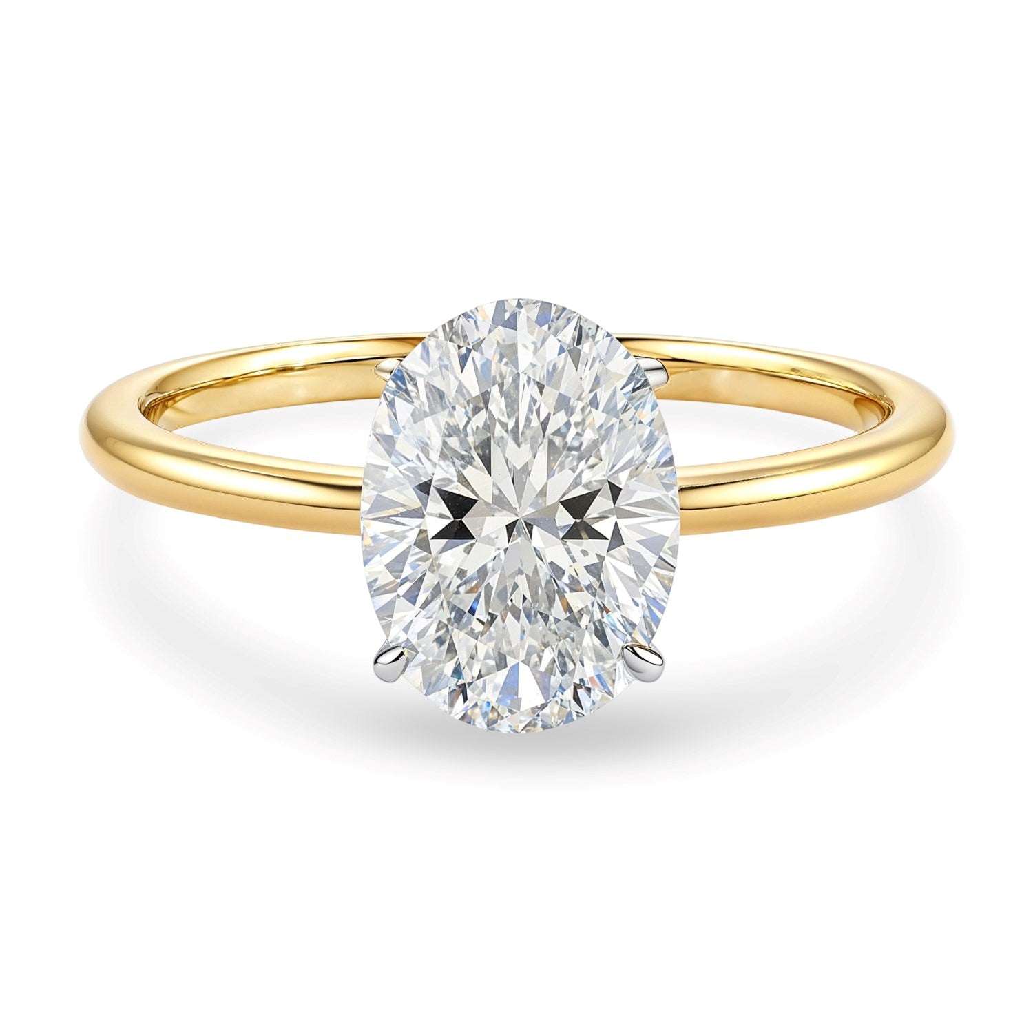2 Carat Oval Lab Grown IGI G/VS1 Diamond Solitaire Ring in 10K Yellow Gold