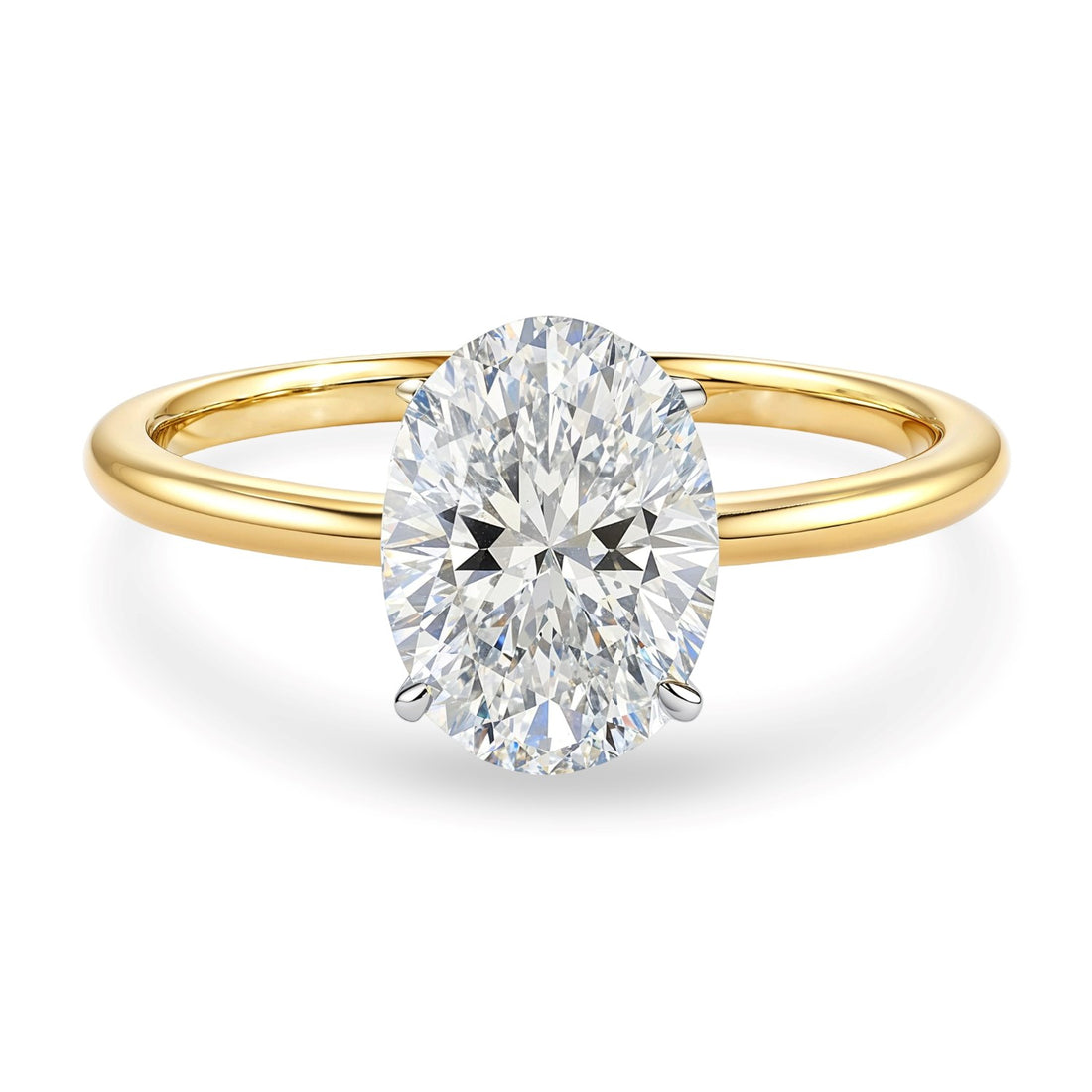 2 Carat Oval Lab Grown IGI G/VS1 Diamond Solitaire Ring in 10K Yellow Gold