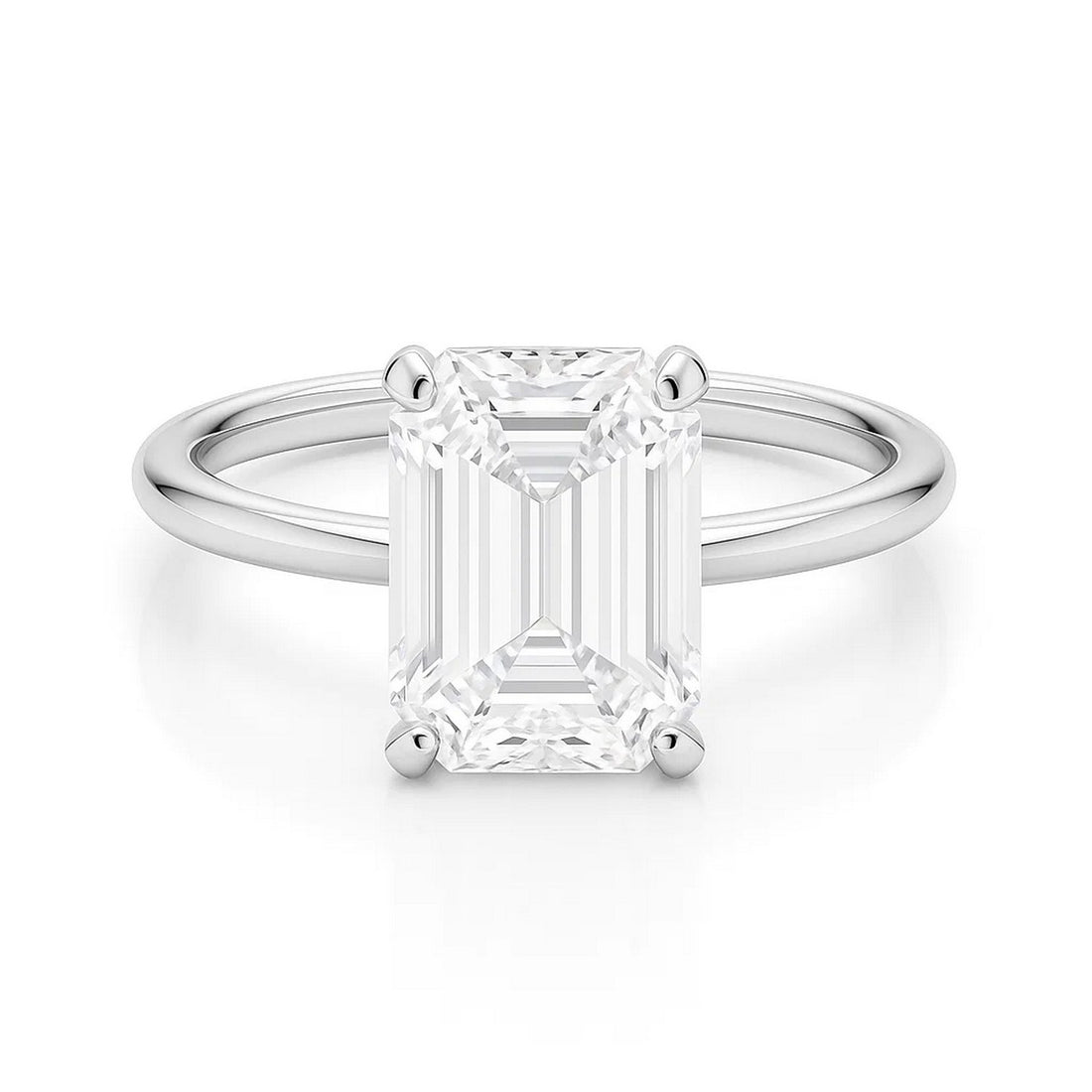 5 Carat Emerald Lab Grown IGI G/VS1 Diamond Solitaire Ring in 10K White Gold