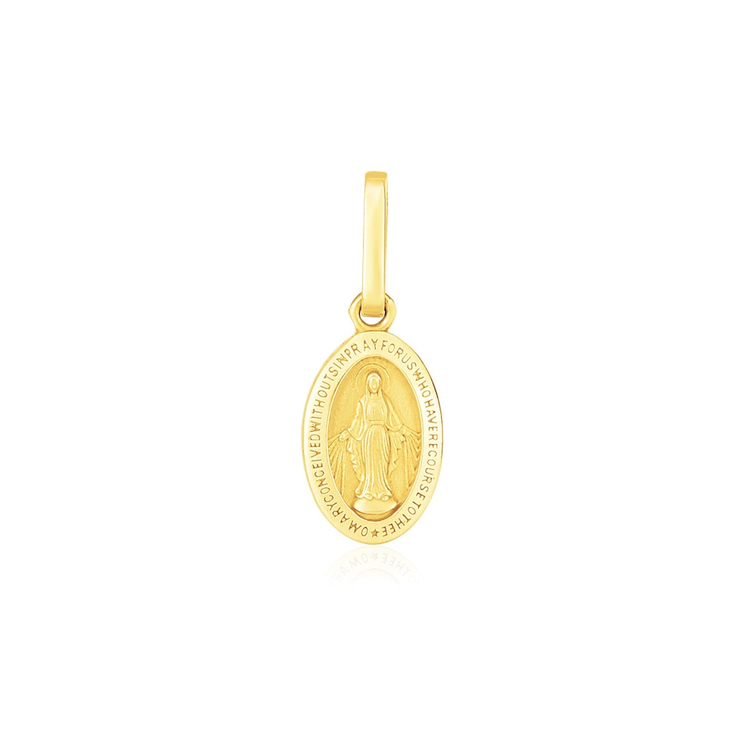 Pendentif médaille religieuse ovale en or jaune 14 carats